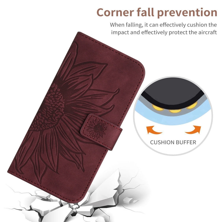 For Google Pixel 9 Pro Skin Feel Sun Flower Embossed Flip Leather Phone Case with Lanyard(Wine Red) - Google Cases by PMC Jewellery | Online Shopping South Africa | PMC Jewellery | Buy Now Pay Later Mobicred