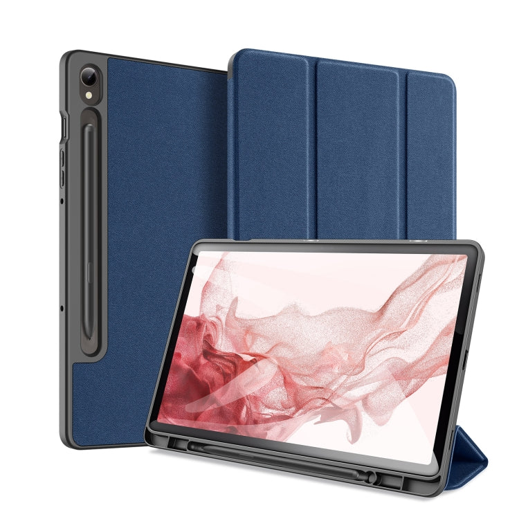 For Samsung Galaxy Tab S9 DUX DUCIS Domo Series Cloth Texture Magnetic Leather Tablet Case(Blue) - Galaxy Tab S9 Cases by DUX DUCIS | Online Shopping South Africa | PMC Jewellery | Buy Now Pay Later Mobicred