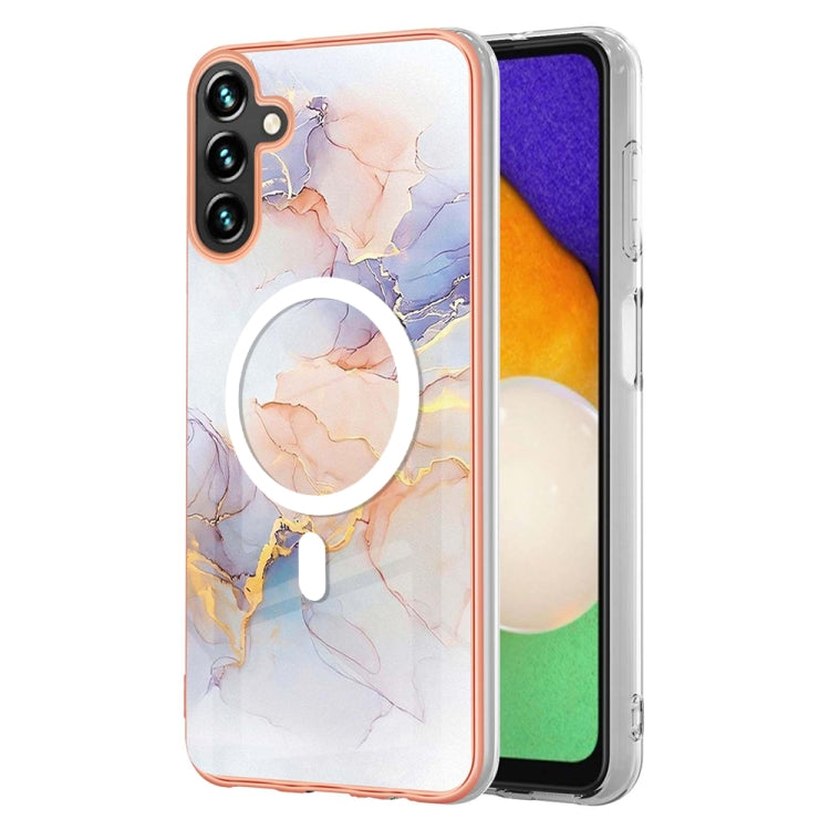 For Samsung Galaxy A34 5G Marble Pattern Dual-side IMD Magsafe TPU Phone Case(White Marble) - Galaxy Phone Cases by PMC Jewellery | Online Shopping South Africa | PMC Jewellery