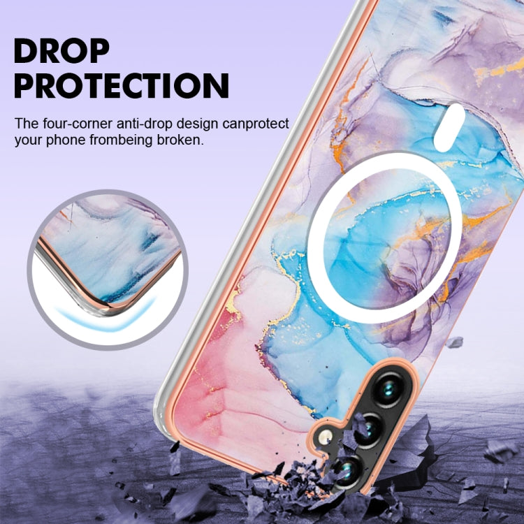 For Samsung Galaxy A34 5G Marble Pattern Dual-side IMD Magsafe TPU Phone Case(Blue Marble) - Galaxy Phone Cases by PMC Jewellery | Online Shopping South Africa | PMC Jewellery