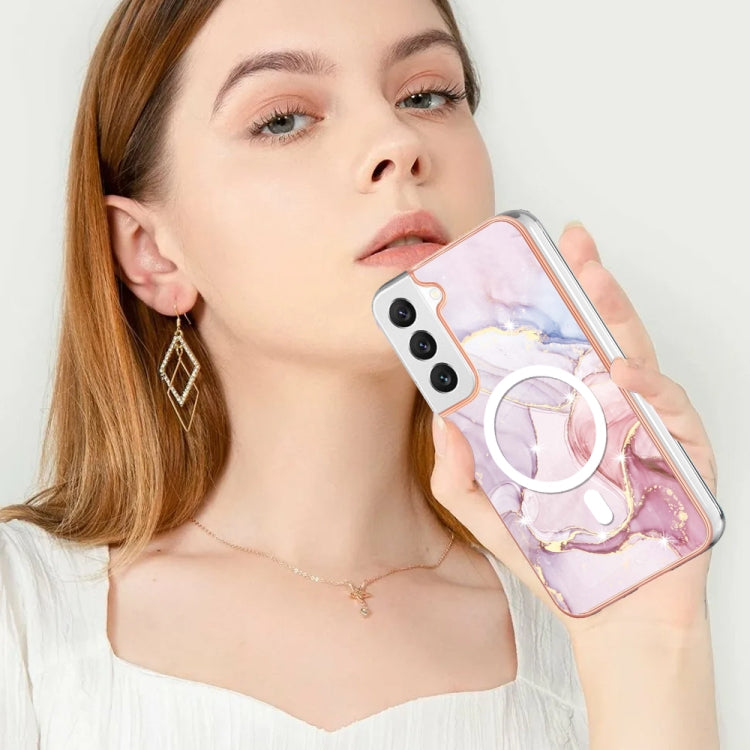 For Samsung Galaxy S22 5G Marble Pattern Dual-side IMD Magsafe TPU Phone Case(Rose Gold 005) - Galaxy S22 5G Cases by PMC Jewellery | Online Shopping South Africa | PMC Jewellery