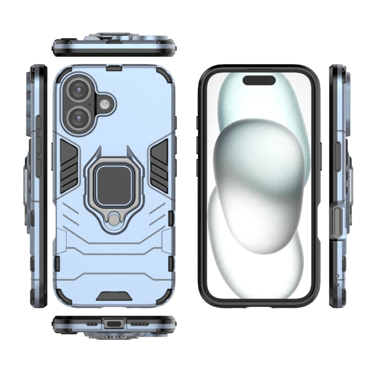 For iPhone 16 Shockproof PC + TPU Holder Phone Case(Navy Blue) - iPhone 16 Cases by PMC TechLife | Online Shopping South Africa | PMC TechLife | Buy Now Pay Later Mobicred