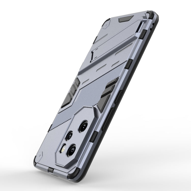 For Honor 100 Pro 5G Punk Armor 2 in 1 PC + TPU Phone Case with Holder(Grey) - Honor Cases by PMC Jewellery | Online Shopping South Africa | PMC Jewellery | Buy Now Pay Later Mobicred