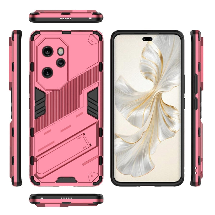 For Honor 100 Pro 5G Punk Armor 2 in 1 PC + TPU Phone Case with Holder(Light Red) - Honor Cases by PMC Jewellery | Online Shopping South Africa | PMC Jewellery | Buy Now Pay Later Mobicred