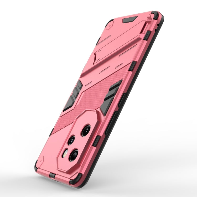 For Honor 100 Pro 5G Punk Armor 2 in 1 PC + TPU Phone Case with Holder(Light Red) - Honor Cases by PMC TechLife | Online Shopping South Africa | PMC TechLife | Buy Now Pay Later Mobicred