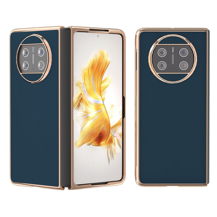 For Huawei Mate X3 Genuine Leather Silk Series Nano Plating Phone Case(Blue) - Huawei Cases by PMC TechLife | Online Shopping South Africa | PMC TechLife | Buy Now Pay Later Mobicred