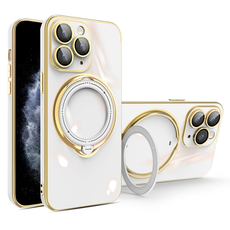 For iPhone 11 Pro Max Multifunction Electroplating MagSafe Holder Phone Case(White) - iPhone 11 Pro Max Cases by PMC Jewellery | Online Shopping South Africa | PMC Jewellery