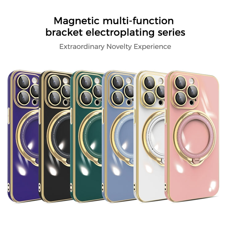 For iPhone 13 Pro Max Multifunction Electroplating MagSafe Holder Phone Case(Dark Purple) - iPhone 13 Pro Max Cases by PMC Jewellery | Online Shopping South Africa | PMC Jewellery