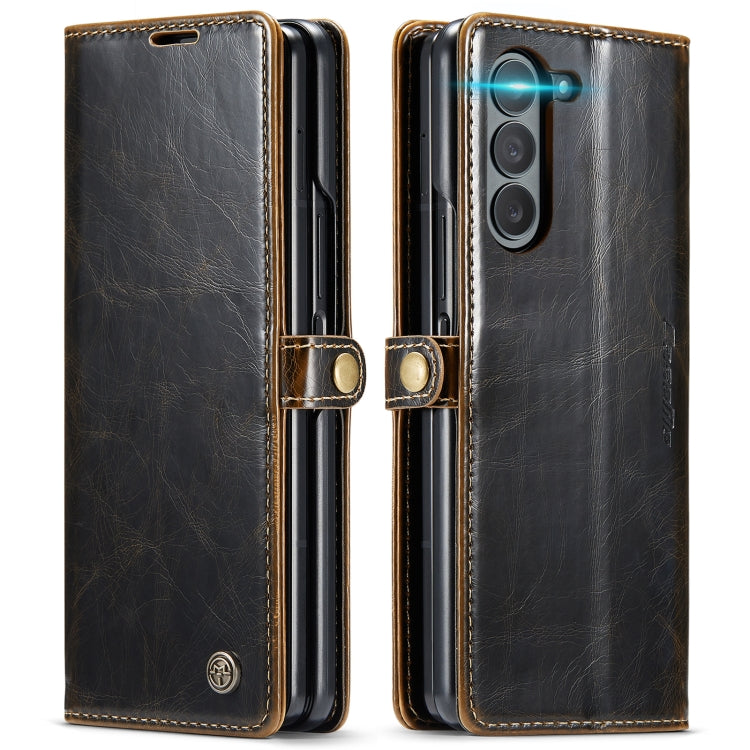 For Samsung Galaxy Z Fold5 CaseMe-003 PU + PC Business Style Crazy Horse Texture Leather Phone Case(Coffee) - Galaxy Z Fold5 Cases by CaseMe | Online Shopping South Africa | PMC Jewellery | Buy Now Pay Later Mobicred