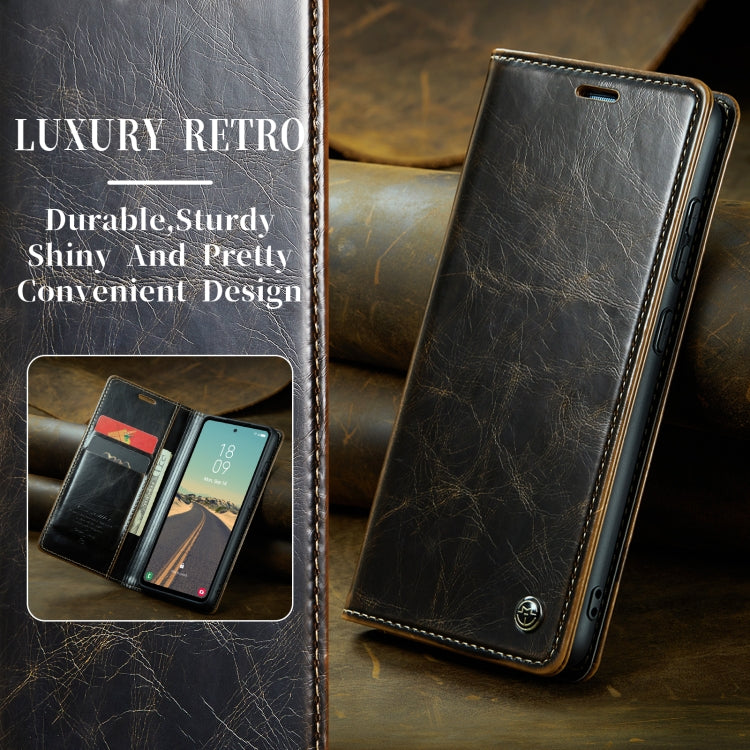 For Samsung Galaxy S23 FE CaseMe-003 PU + PC Business Style Crazy Horse Texture Leather Phone Case(Coffee) - Galaxy S23 FE 5G Cases by CaseMe | Online Shopping South Africa | PMC Jewellery | Buy Now Pay Later Mobicred