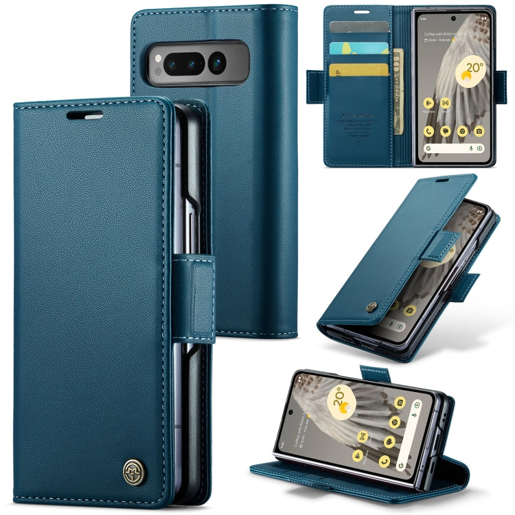 For Google Pixel Fold CaseMe 023 Butterfly Buckle Litchi Texture RFID Anti-theft Leather Phone Case(Blue) - Google Cases by CaseMe | Online Shopping South Africa | PMC Jewellery | Buy Now Pay Later Mobicred