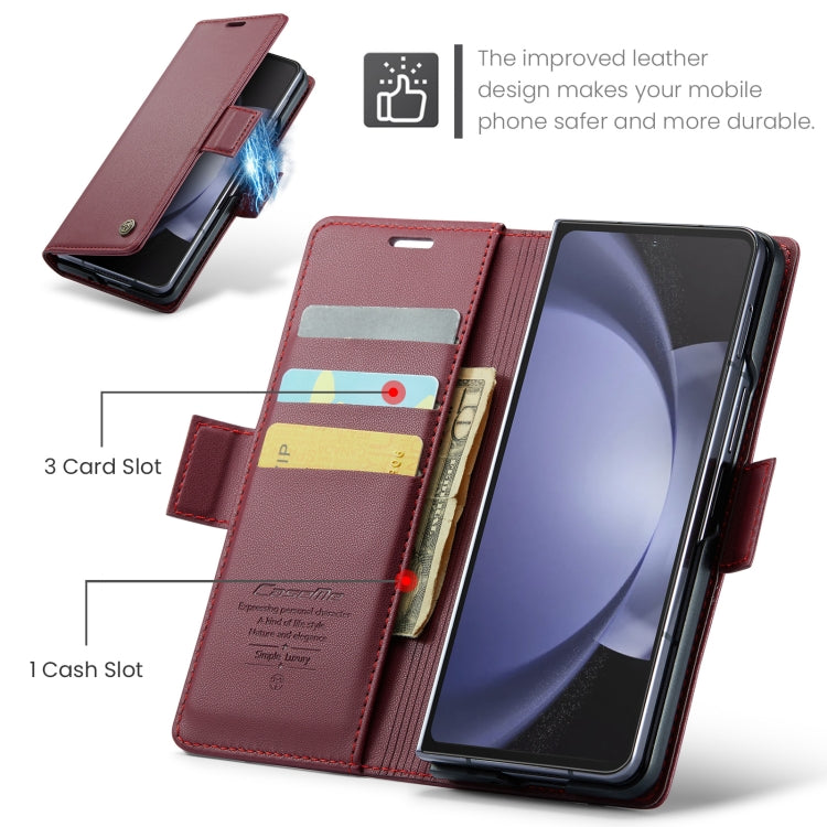 For Samsung Galaxy Z Fold5 CaseMe 023 Butterfly Buckle Litchi Texture RFID Anti-theft Leather Phone Case(Wine Red) - Galaxy Z Fold5 Cases by CaseMe | Online Shopping South Africa | PMC Jewellery