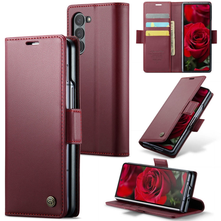 For Samsung Galaxy Z Fold6 5G CaseMe 023 Butterfly Buckle Litchi Texture RFID Anti-theft Leather Phone Case(Wine Red) - Galaxy Z Fold6 5G Cases by CaseMe | Online Shopping South Africa | PMC Jewellery | Buy Now Pay Later Mobicred