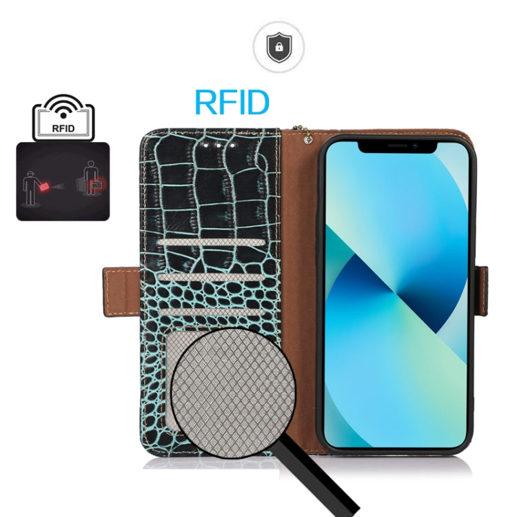 For Honor 100 Crocodile Top Layer Cowhide Leather Phone Case(Green) - Honor Cases by PMC TechLife | Online Shopping South Africa | PMC TechLife | Buy Now Pay Later Mobicred