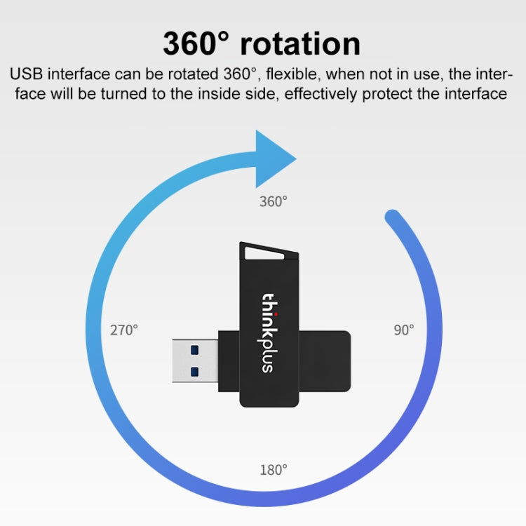 Lenovo Thinkplus USB 3.0 Rotating Flash Drive, Memory:256GB(Black) - USB Flash Drives by Lenovo | Online Shopping South Africa | PMC Jewellery | Buy Now Pay Later Mobicred