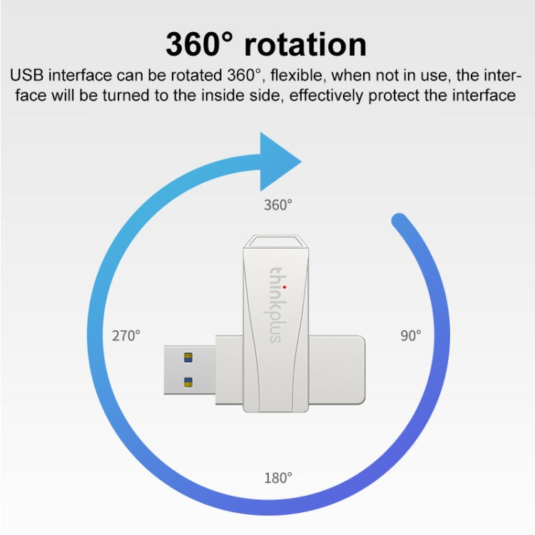 Lenovo Thinkplus USB 3.0 Rotating Flash Drive, Memory:256GB(Silver) - USB Flash Drives by Lenovo | Online Shopping South Africa | PMC Jewellery | Buy Now Pay Later Mobicred