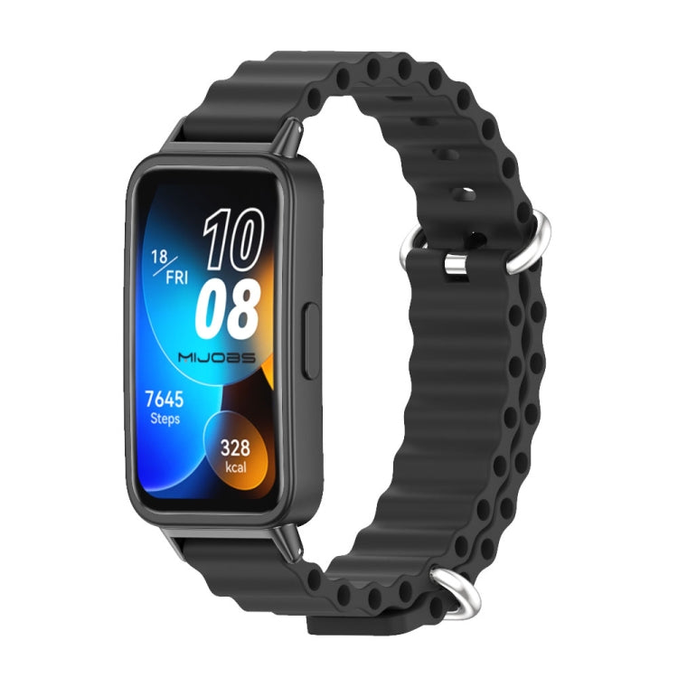 For Huawei Band 8 Mijobs Marine Silicone Breathable Watch Band(Black) - Watch Bands by MIJOBS | Online Shopping South Africa | PMC Jewellery