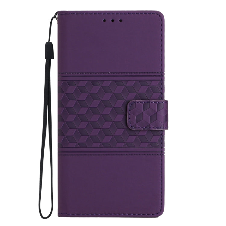 For iPhone 16 Diamond Embossed Skin Feel Leather Phone Case(Purple) - iPhone 16 Cases by PMC Jewellery | Online Shopping South Africa | PMC Jewellery | Buy Now Pay Later Mobicred