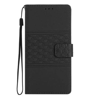 For iPhone 16 Diamond Embossed Skin Feel Leather Phone Case(Black) - iPhone 16 Cases by PMC Jewellery | Online Shopping South Africa | PMC Jewellery | Buy Now Pay Later Mobicred