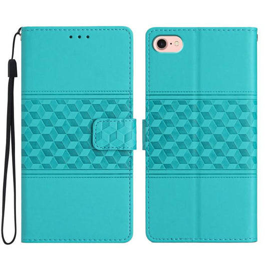 For iPhone 16e Diamond Embossed Skin Feel Leather Phone Case(Blue) - iPhone 16e Cases by PMC Jewellery | Online Shopping South Africa | PMC Jewellery | Buy Now Pay Later Mobicred