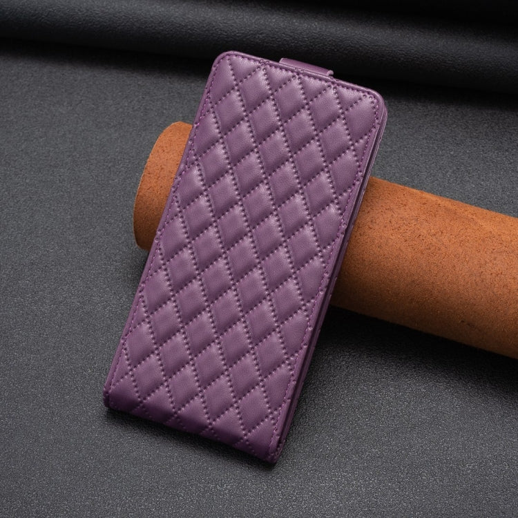 For vivo Y35 4G / Y22s Diamond Lattice Vertical Flip Leather Phone Case(Dark Purple) - vivo Cases by PMC Jewellery | Online Shopping South Africa | PMC Jewellery | Buy Now Pay Later Mobicred