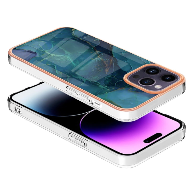 For iPhone 16 Pro Max Electroplating Marble Dual-side IMD Phone Case(Green 017) - iPhone 16 Pro Max Cases by PMC TechLife | Online Shopping South Africa | PMC TechLife | Buy Now Pay Later Mobicred