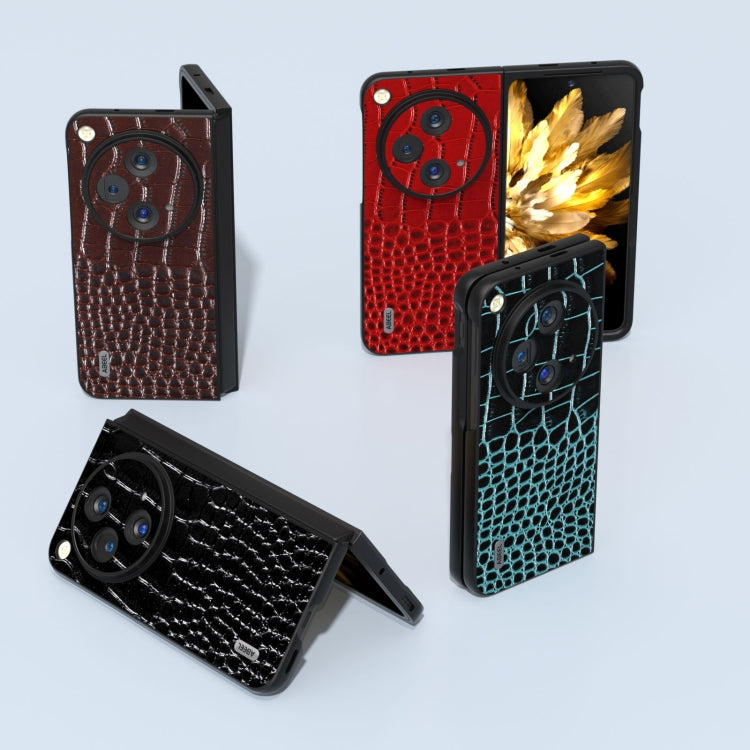 For OPPO Find N3 ABEEL Genuine Leather Crocodile Pattern Black Edge Phone Case(Black) - Find N3 Cases by PMC TechLife | Online Shopping South Africa | PMC TechLife | Buy Now Pay Later Mobicred
