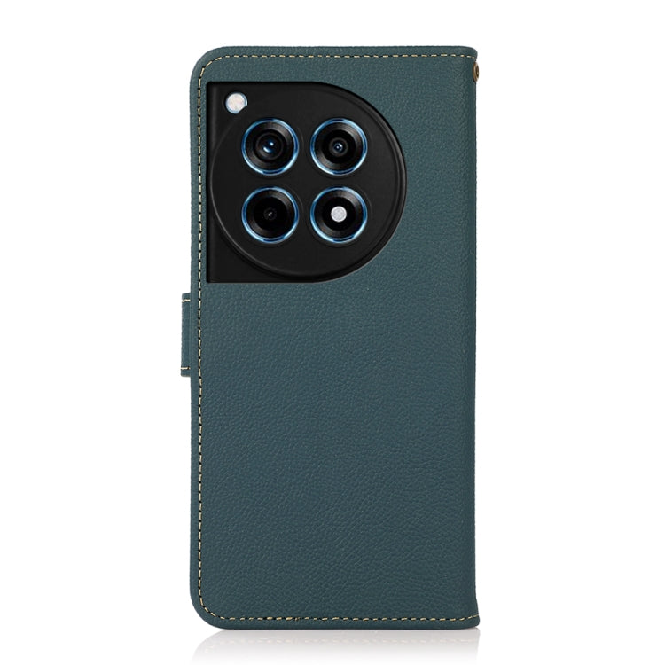 For OnePlus 12R KHAZNEH Custer Genuine Leather RFID Phone Case(Green) - OnePlus Cases by PMC TechLife | Online Shopping South Africa | PMC TechLife | Buy Now Pay Later Mobicred