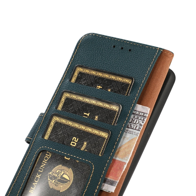 For OnePlus 12R KHAZNEH Custer Genuine Leather RFID Phone Case(Green) - OnePlus Cases by PMC TechLife | Online Shopping South Africa | PMC TechLife | Buy Now Pay Later Mobicred