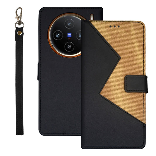 For vivo X100 idewei Two-color Splicing Leather Phone Case(Black) - X100 Cases by idewei | Online Shopping South Africa | PMC Jewellery | Buy Now Pay Later Mobicred