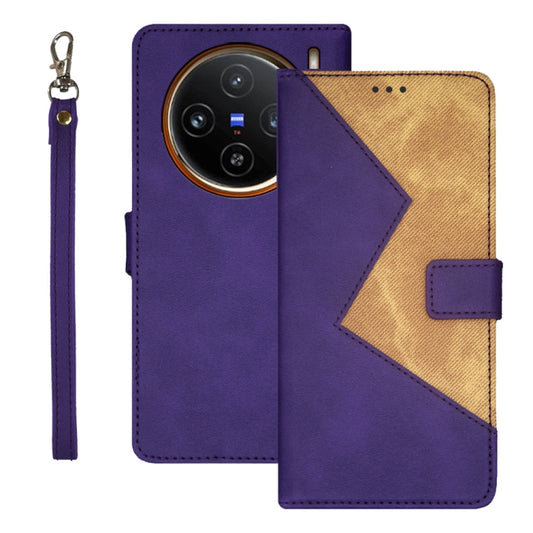 For vivo X100 idewei Two-color Splicing Leather Phone Case(Purple) - X100 Cases by idewei | Online Shopping South Africa | PMC Jewellery | Buy Now Pay Later Mobicred