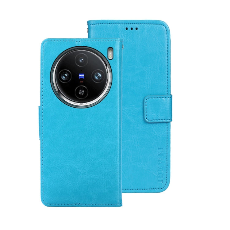 For vivo X100 Pro idewei Crazy Horse Texture Leather Phone Case(Sky Blue) - X100 Pro Cases by idewei | Online Shopping South Africa | PMC Jewellery | Buy Now Pay Later Mobicred