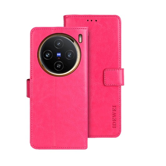 For vivo X100 idewei Crazy Horse Texture Leather Phone Case(Rose Red) - X100 Cases by idewei | Online Shopping South Africa | PMC Jewellery | Buy Now Pay Later Mobicred