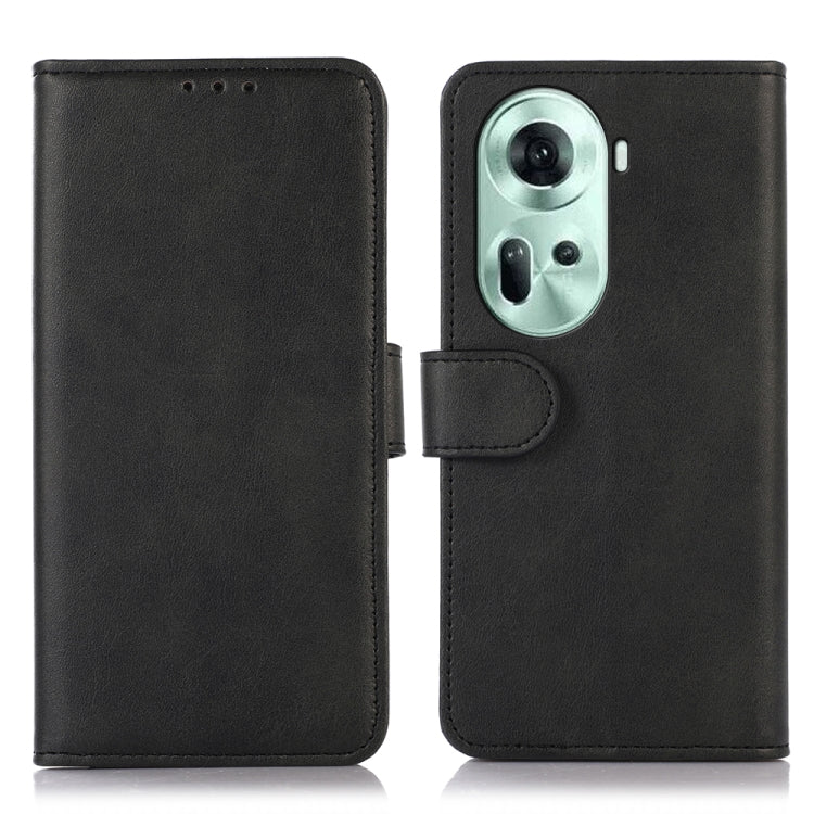 For OPPO Reno11 5G Global Cow Texture Flip Leather Phone Case(Black) - Reno11 Cases by PMC Jewellery | Online Shopping South Africa | PMC Jewellery | Buy Now Pay Later Mobicred