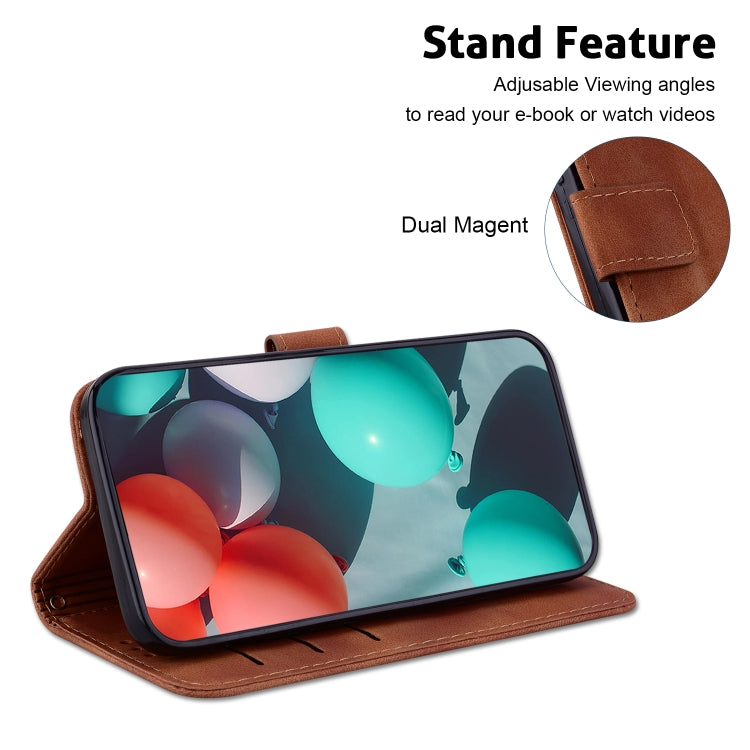 For iPhone SE 2024 Seven-shaped Embossed Leather Phone Case(Brown) - More iPhone Cases by PMC Jewellery | Online Shopping South Africa | PMC Jewellery | Buy Now Pay Later Mobicred