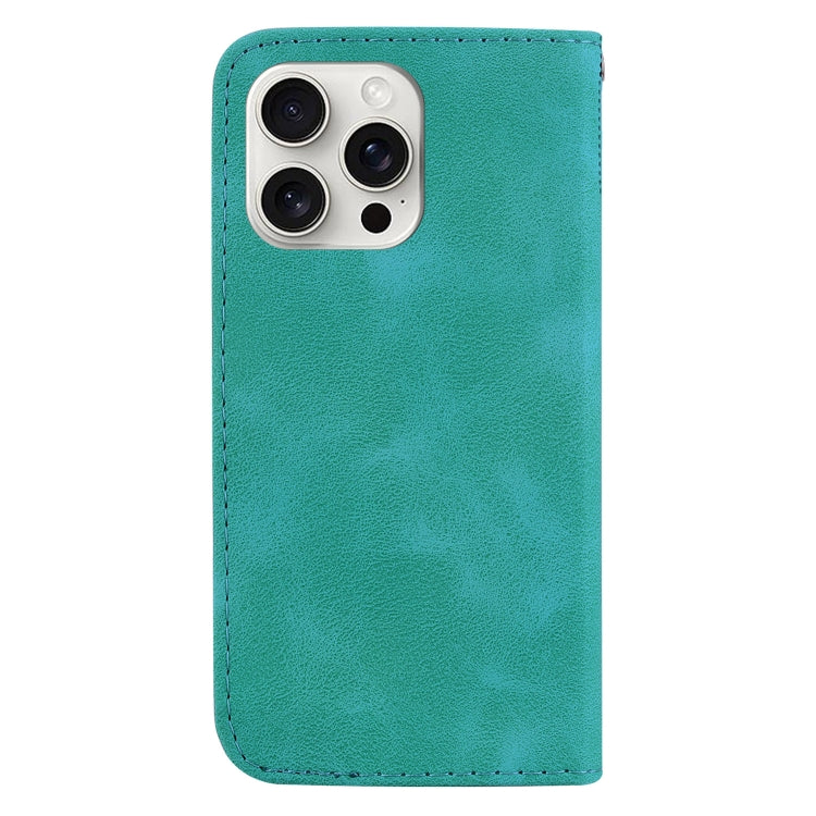 For iPhone 16 Pro Max Seven-shaped Embossed Leather Phone Case(Green) - iPhone 16 Pro Max Cases by PMC Jewellery | Online Shopping South Africa | PMC Jewellery | Buy Now Pay Later Mobicred