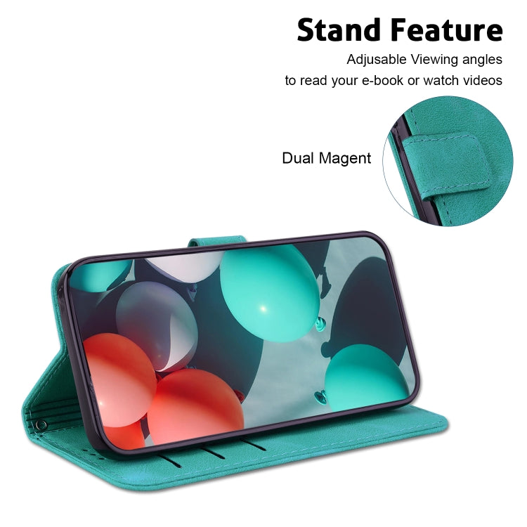 For iPhone 16 Seven-shaped Embossed Leather Phone Case(Green) - iPhone 16 Cases by PMC TechLife | Online Shopping South Africa | PMC TechLife | Buy Now Pay Later Mobicred