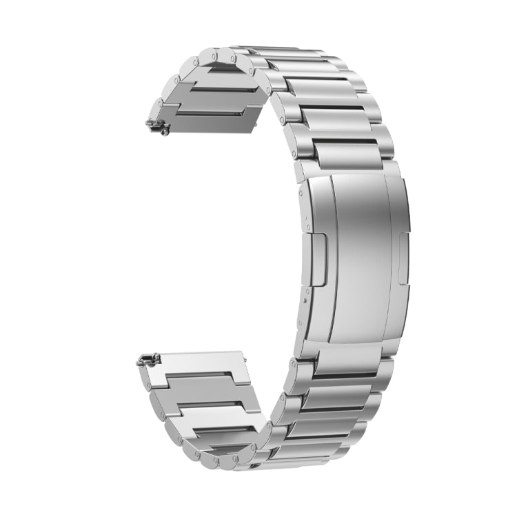 22mm Three Strains Vertical Riser Turtle Buckle Titanium Metal Watch Band(Silver) - Watch Bands by PMC TechLife | Online Shopping South Africa | PMC TechLife