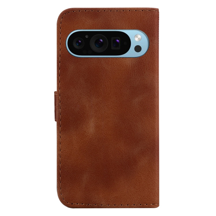 For Google Pixel 9 7-shaped Embossed Leather Phone Case(Brown) - Google Cases by PMC Jewellery | Online Shopping South Africa | PMC Jewellery | Buy Now Pay Later Mobicred