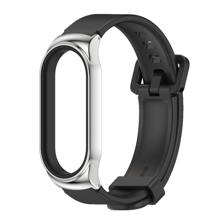 For Xiaomi Mi Band 8 Mijobs CS Case Silicone Watch Band(Black Silver) - Watch Bands by MIJOBS | Online Shopping South Africa | PMC Jewellery