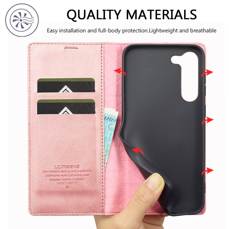 For Samsung Galaxy S24+ 5G LC.IMEEKE Strong Magnetism Microfiber Leather Phone Case(Rose Gold) - Galaxy S24+ 5G Cases by LC.IMEEKE | Online Shopping South Africa | PMC Jewellery | Buy Now Pay Later Mobicred