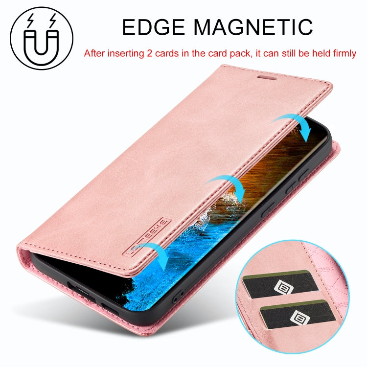 For Samsung Galaxy S24 5G LC.IMEEKE Strong Magnetism Microfiber Leather Phone Case(Rose Gold) - Galaxy S24 5G Cases by LC.IMEEKE | Online Shopping South Africa | PMC Jewellery | Buy Now Pay Later Mobicred