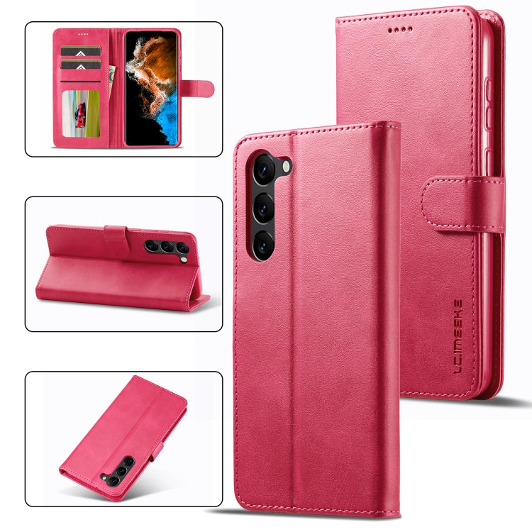 For Samsung Galaxy S24 5G LC.IMEEKE Calf Texture Leather Phone Case(Red) - Galaxy S24 5G Cases by LC.IMEEKE | Online Shopping South Africa | PMC Jewellery | Buy Now Pay Later Mobicred