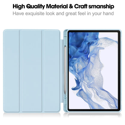 For Samsung Galaxy Tab S9 3-Fold Pure Color TPU Smart Leather Tablet Case with Pen Slot(Light Blue) - Galaxy Tab S9 Cases by PMC Jewellery | Online Shopping South Africa | PMC Jewellery | Buy Now Pay Later Mobicred