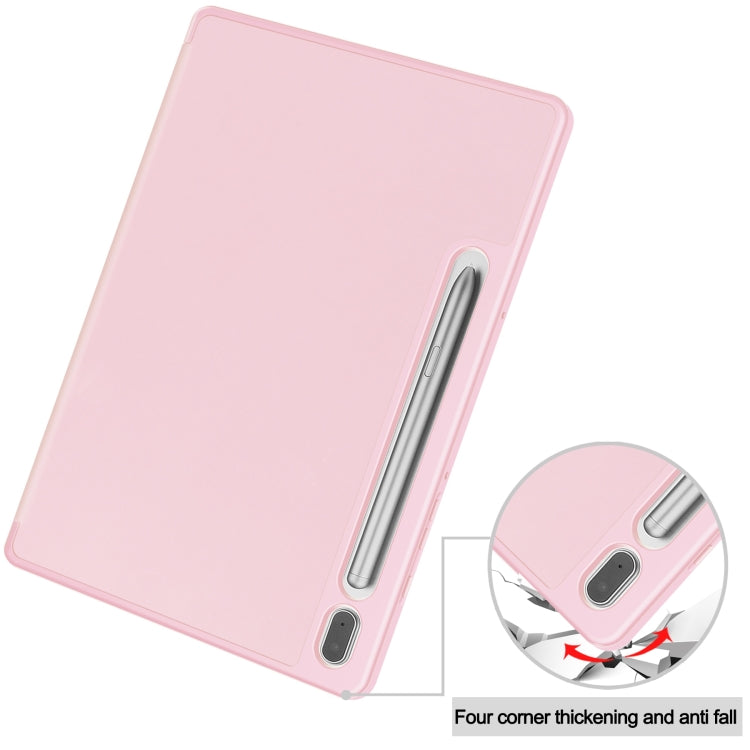 For Samsung Galaxy Tab S9 3-Fold Pure Color TPU Smart Leather Tablet Case with Pen Slot(Pink) - Galaxy Tab S9 Cases by PMC Jewellery | Online Shopping South Africa | PMC Jewellery | Buy Now Pay Later Mobicred