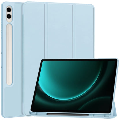 For Samsung Galaxy Tab S9 FE+ / S10+ 3-Fold Pure Color TPU Smart Leather Tablet Case with Pen Slot(Light Blue) - Galaxy Tab S9 FE+ by PMC Jewellery | Online Shopping South Africa | PMC Jewellery | Buy Now Pay Later Mobicred