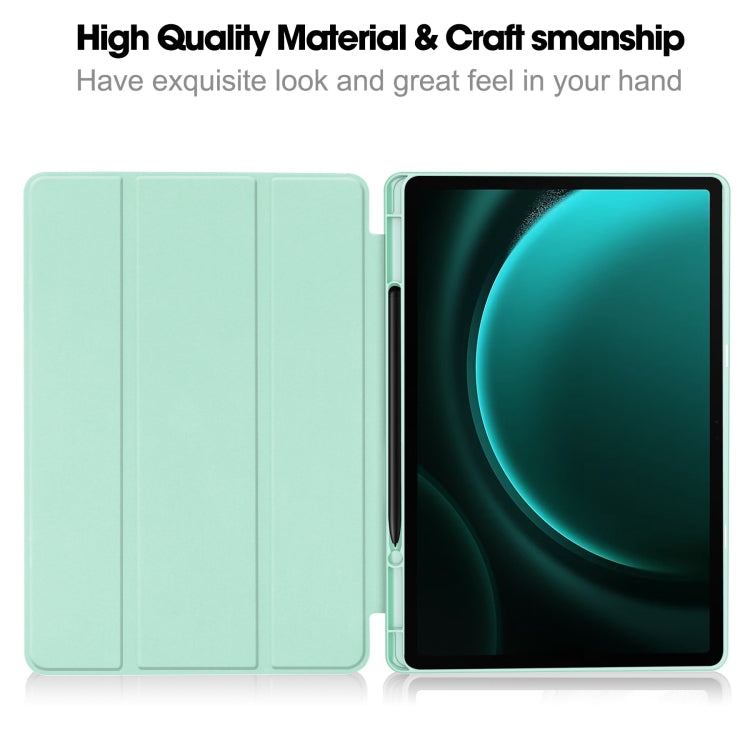 For Samsung Galaxy Tab S9 FE+ / S10+ 3-Fold Pure Color TPU Smart Leather Tablet Case with Pen Slot(Mint Green) - Galaxy Tab S9 FE+ by PMC Jewellery | Online Shopping South Africa | PMC Jewellery | Buy Now Pay Later Mobicred