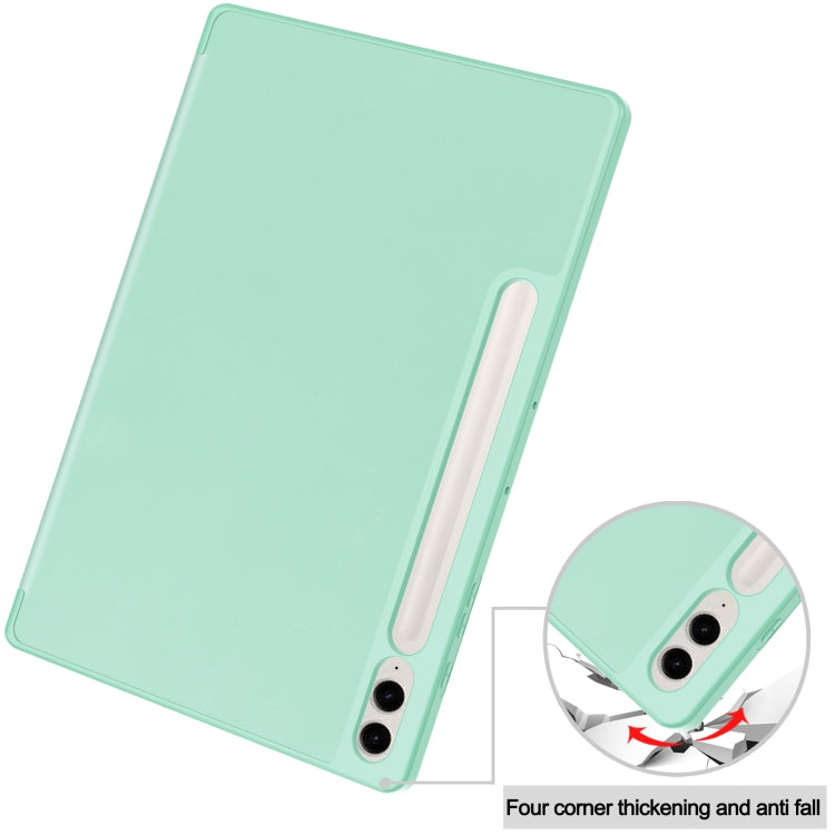 For Samsung Galaxy Tab S9 FE+ / S10+ 3-Fold Pure Color TPU Smart Leather Tablet Case with Pen Slot(Mint Green) - Galaxy Tab S9 FE+ by PMC Jewellery | Online Shopping South Africa | PMC Jewellery | Buy Now Pay Later Mobicred