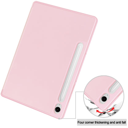 For Samsung Galaxy Tab S9 FE 3-Fold Pure Color TPU Smart Leather Tablet Case with Pen Slot(Pink) - Galaxy Tab S9 FE by PMC Jewellery | Online Shopping South Africa | PMC Jewellery | Buy Now Pay Later Mobicred