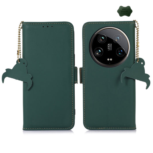 For Motorola Moto G24 / G04 Genuine Leather Magnetic RFID Leather Phone Case(Green) - Motorola Cases by PMC Jewellery | Online Shopping South Africa | PMC Jewellery | Buy Now Pay Later Mobicred